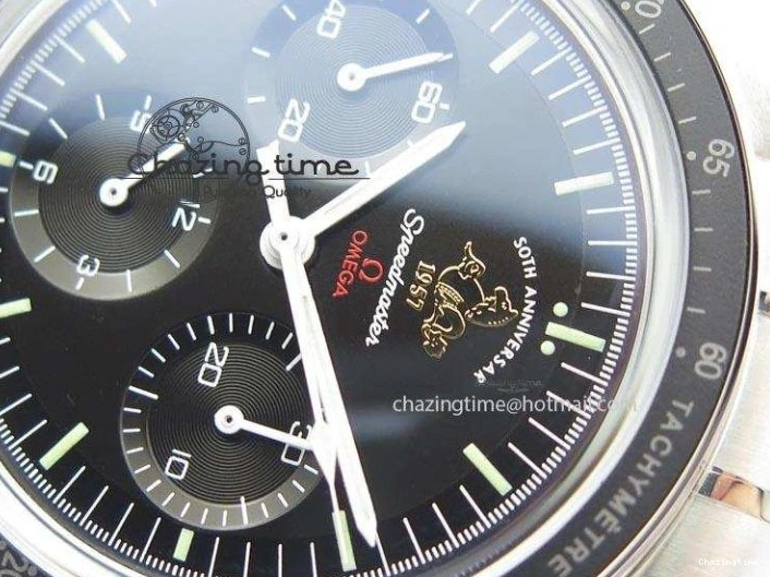 0516 Refined Speedmaster 50th Anniversary Black Dial On SS Bracelet 8232